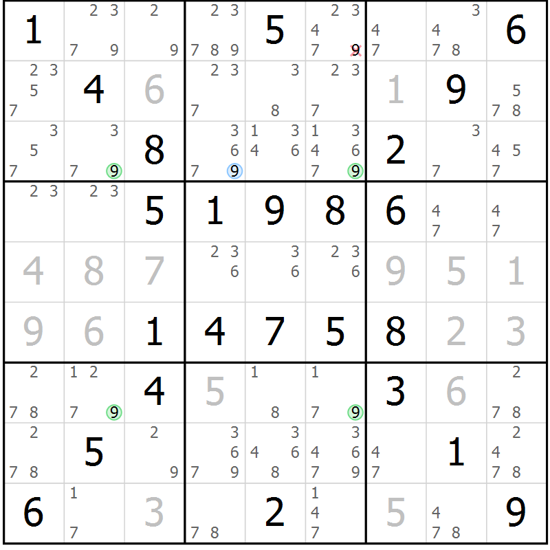 Position des candidats pour la solution de la Gr 66 page 69 du magazine de sudoku Virtuose n° 109
