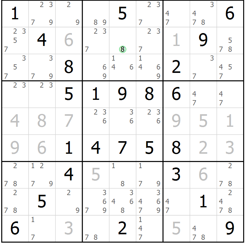 Position des candidats pour la solution de la Gr 66 page 69 du magazine de sudoku Virtuose n° 109