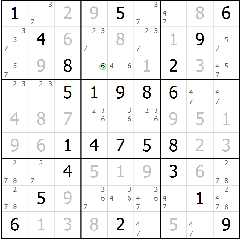 Position des candidats pour la solution de la Gr 66 page 69 du magazine de sudoku Virtuose n° 109