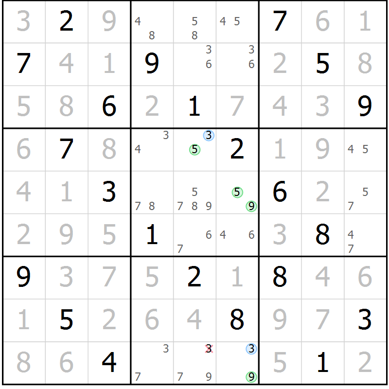 Position des candidats pour la solution de la Gr 67 page 70 du magazine de sudoku Virtuose n° 109