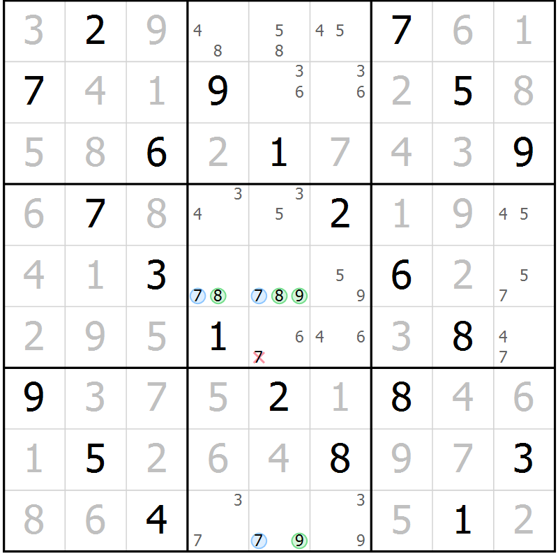 Position des candidats pour la solution de la Gr 67 page 70 du magazine de sudoku Virtuose n° 109