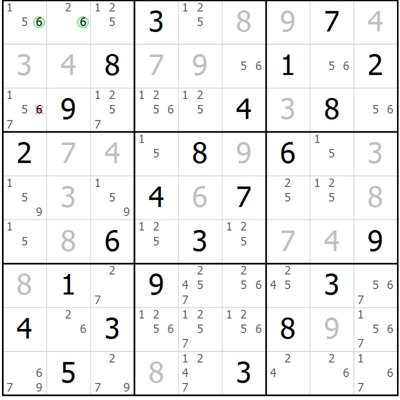 Position des candidats pour la solution de la Gr 68 page 71 du magazine de sudoku Virtuose n° 109