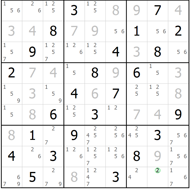 Position des candidats pour la solution de la Gr 68 page 71 du magazine de sudoku Virtuose n° 109