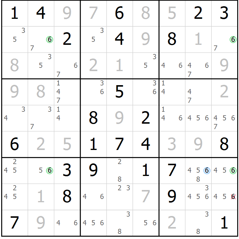 Position des candidats pour la solution de la Gr 75 page 78 du magazine de sudoku Virtuose n° 109
