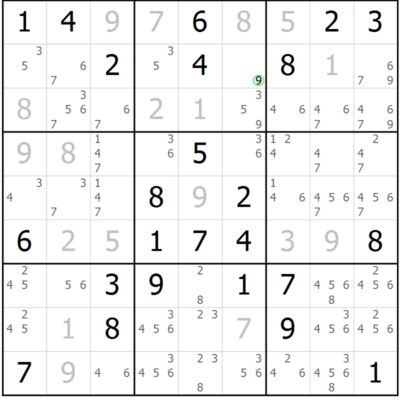 Position des candidats pour la solution de la Gr 75 page 78 du magazine de sudoku Virtuose n° 109