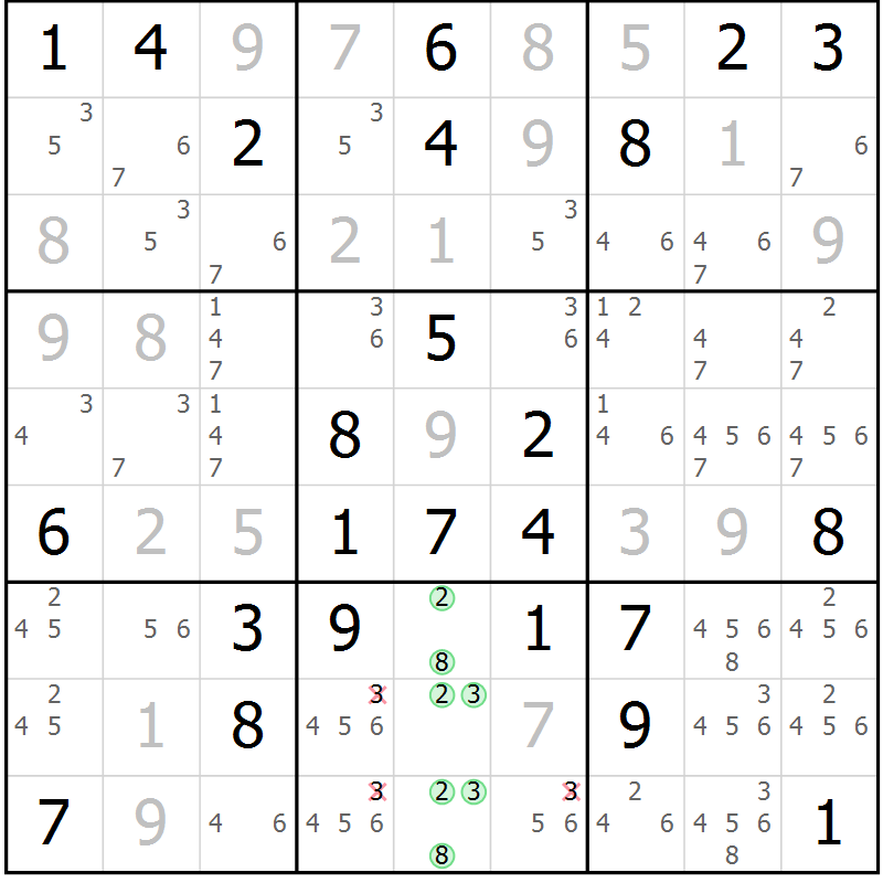Position des candidats pour la solution de la Gr 75 page 78 du magazine de sudoku Virtuose n° 109