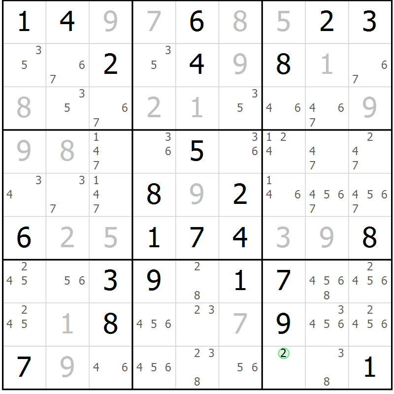 Position des candidats pour la solution de la Gr 75 page 78 du magazine de sudoku Virtuose n° 109