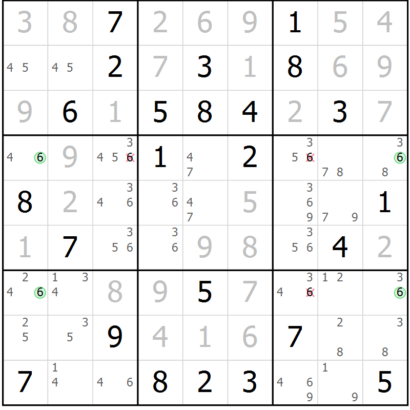 Position des candidats pour la solution de la Gr 76 page 79 du magazine de sudoku Virtuose n° 109