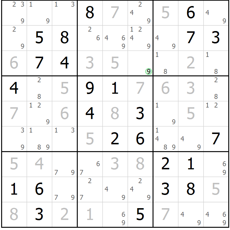 Position des candidats pour la solution de la Gr 80 page 83 du magazine de sudoku Virtuose n° 109
