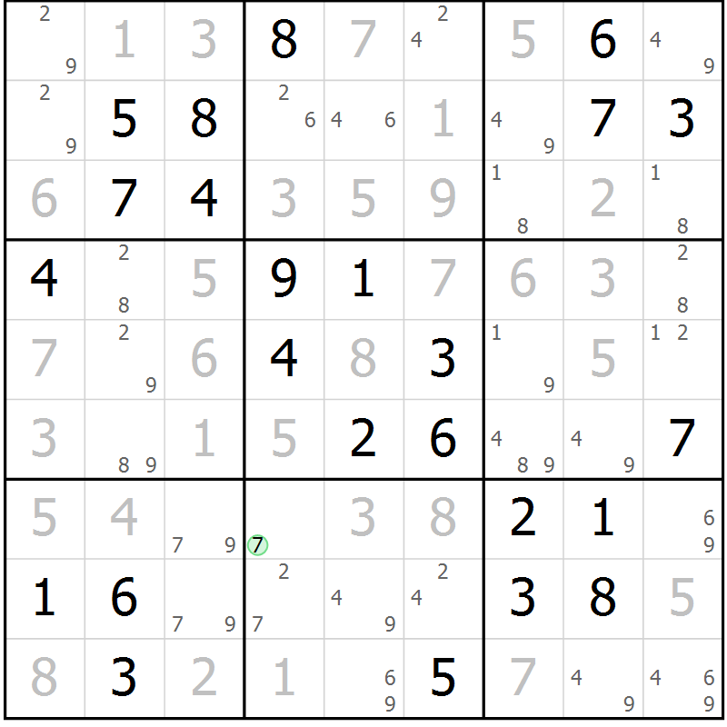 Position des candidats pour la solution de la Gr 80 page 83 du magazine de sudoku Virtuose n° 109