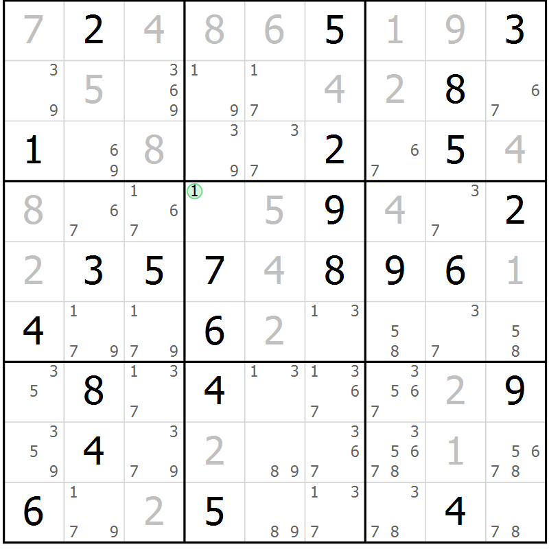 Position des candidats pour la solution de la Gr 83 page 86 du magazine de sudoku Virtuose n° 109