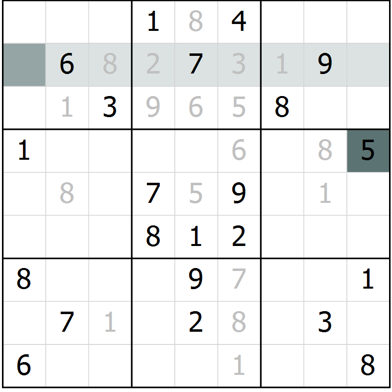 Position des candidats pour la solution de la Gr 9 page 12 du magazine de sudoku Virtuose n° 109