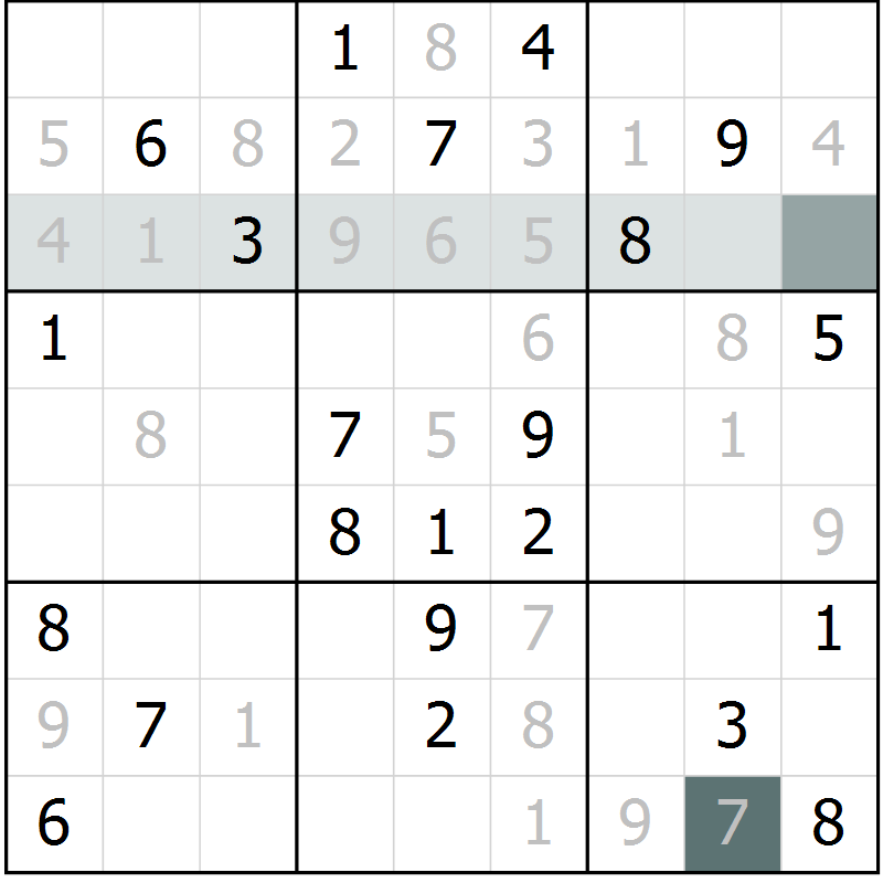 Position des candidats pour la solution de la Gr 9 page 12 du magazine de sudoku Virtuose n° 109