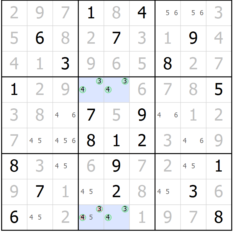 Position des candidats pour la solution de la Gr 9 page 12 du magazine de sudoku Virtuose n° 109