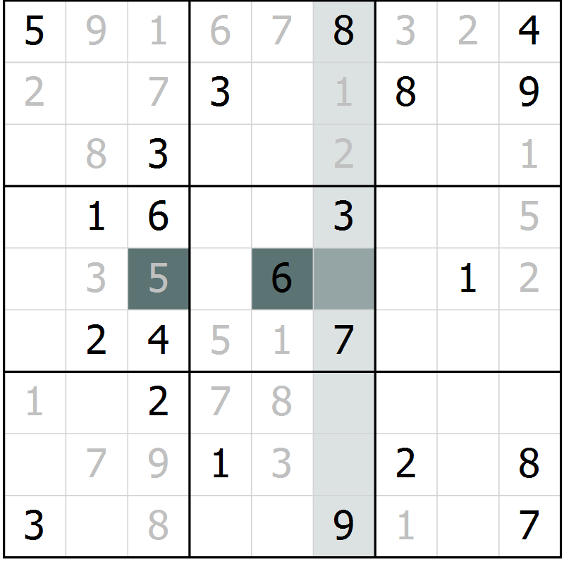 Position des candidats pour la solution de la Gr 1 page 4 du magazine de sudoku Virtuose n° 110