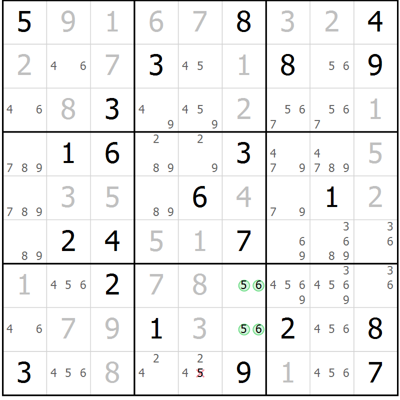 Position des candidats pour la solution de la Gr 1 page 4 du magazine de sudoku Virtuose n° 110