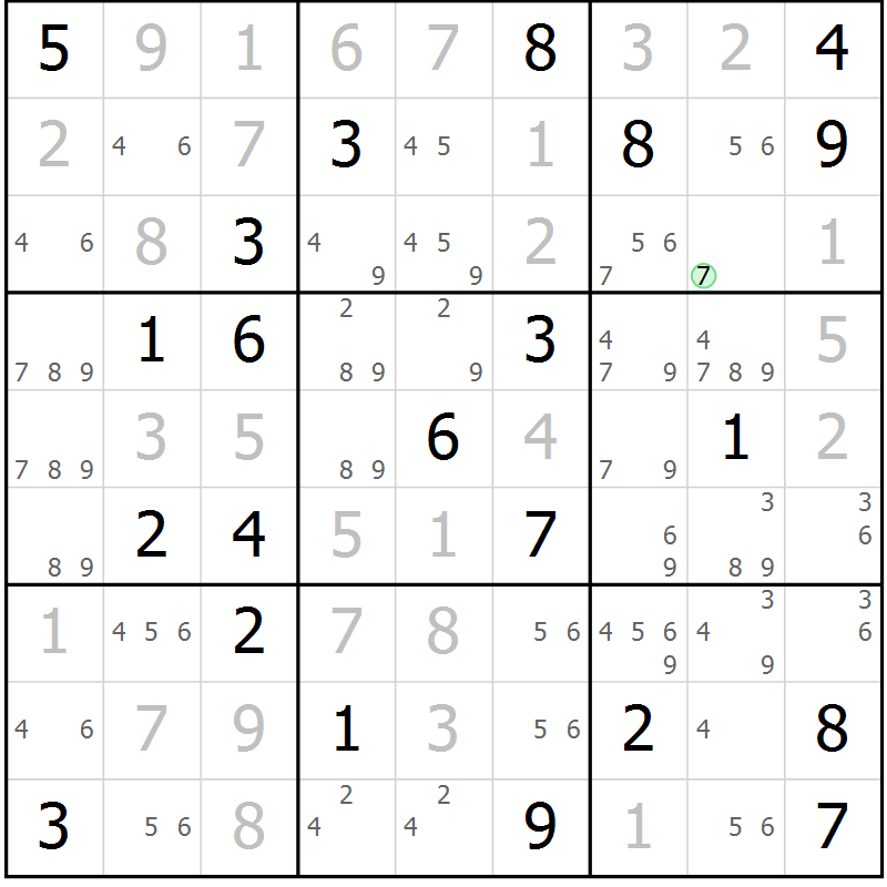 Position des candidats pour la solution de la Gr 1 page 4 du magazine de sudoku Virtuose n° 110