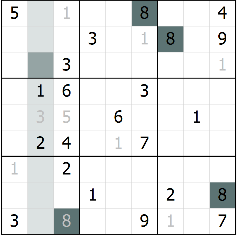 Position des candidats pour la solution de la Gr 1 page 4 du magazine de sudoku Virtuose n° 110