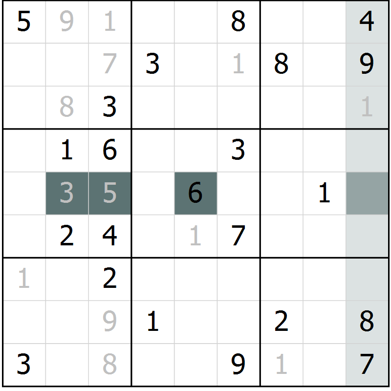 Position des candidats pour la solution de la Gr 1 page 4 du magazine de sudoku Virtuose n° 110