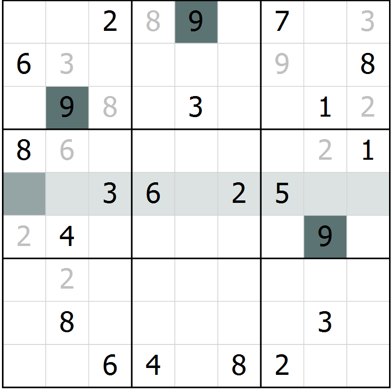 Position des candidats pour la solution de la Gr 10 page 13 du magazine de sudoku Virtuose n° 110