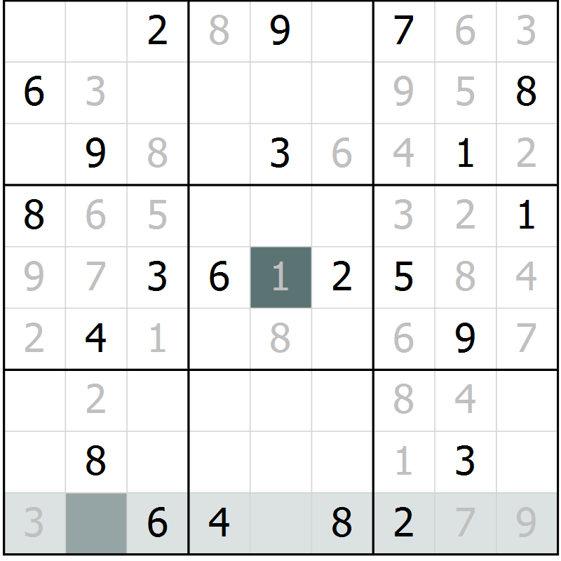 Position des candidats pour la solution de la Gr 10 page 13 du magazine de sudoku Virtuose n° 110