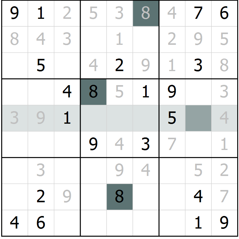 Position des candidats pour la solution de la Gr 11 page 14 du magazine de sudoku Virtuose n° 110