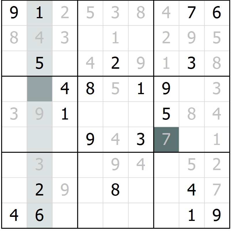Position des candidats pour la solution de la Gr 11 page 14 du magazine de sudoku Virtuose n° 110