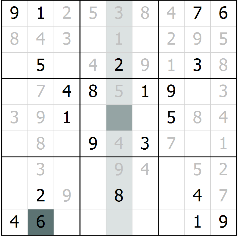Position des candidats pour la solution de la Gr 11 page 14 du magazine de sudoku Virtuose n° 110