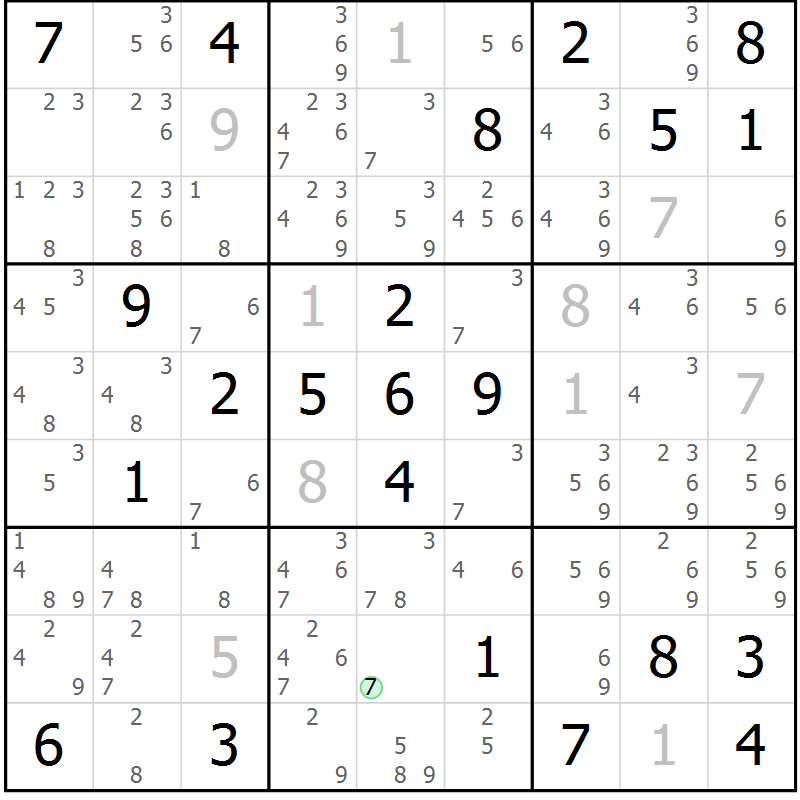Position des candidats pour la solution de la Gr 12 page 15 du magazine de sudoku Virtuose n° 110