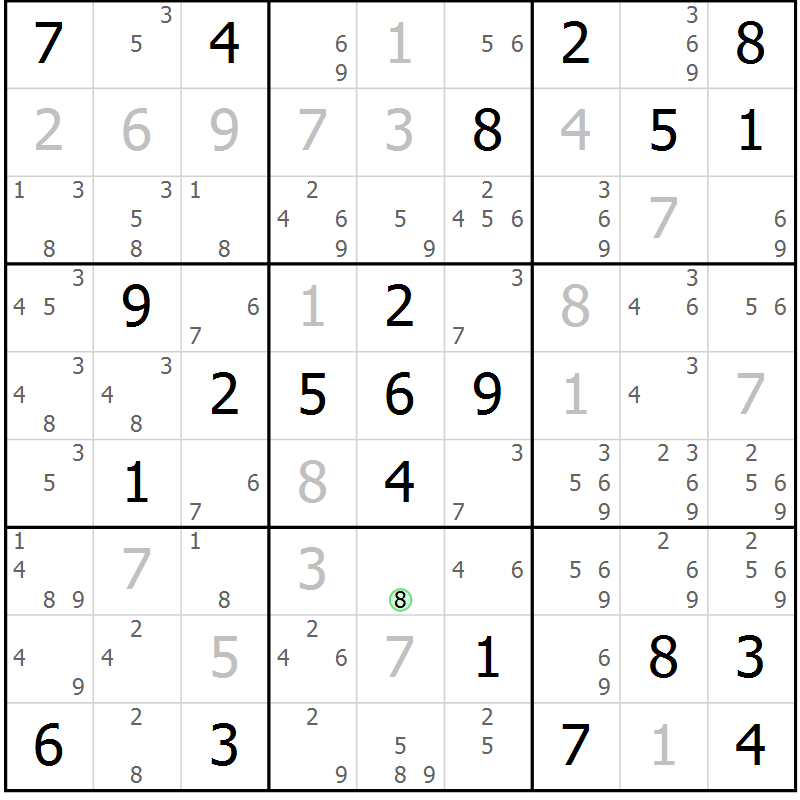 Position des candidats pour la solution de la Gr 12 page 15 du magazine de sudoku Virtuose n° 110