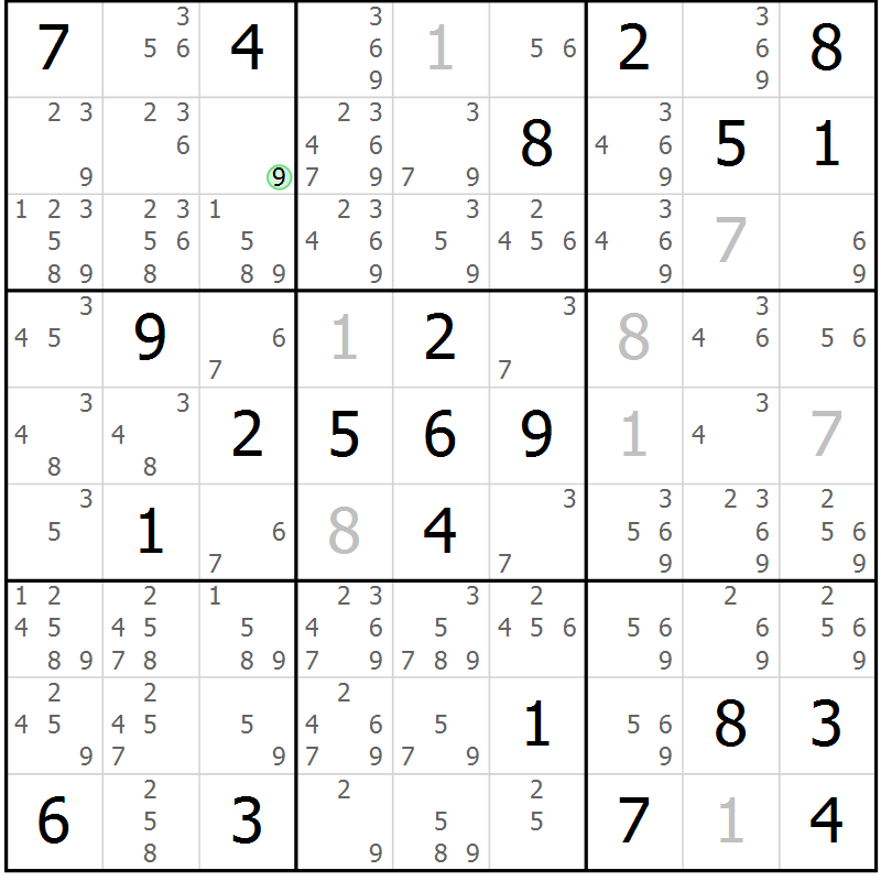 Position des candidats pour la solution de la Gr 12 page 15 du magazine de sudoku Virtuose n° 110