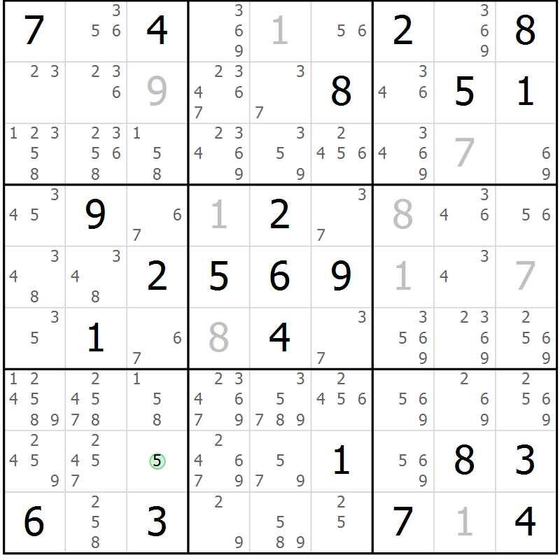 Position des candidats pour la solution de la Gr 12 page 15 du magazine de sudoku Virtuose n° 110