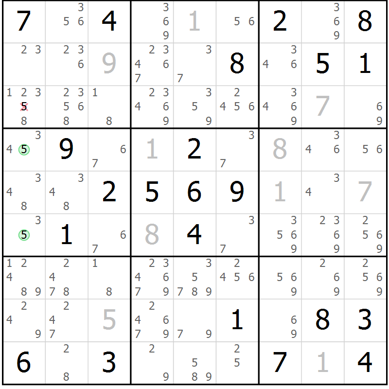 Position des candidats pour la solution de la Gr 12 page 15 du magazine de sudoku Virtuose n° 110