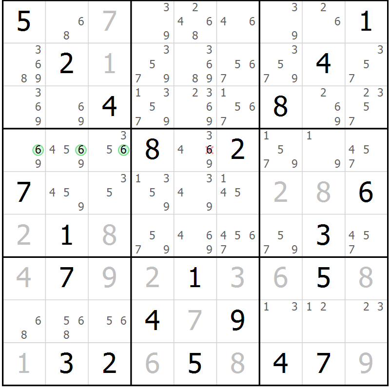 Position des candidats pour la solution de la Gr 15 page 18 du magazine de sudoku Virtuose n° 110