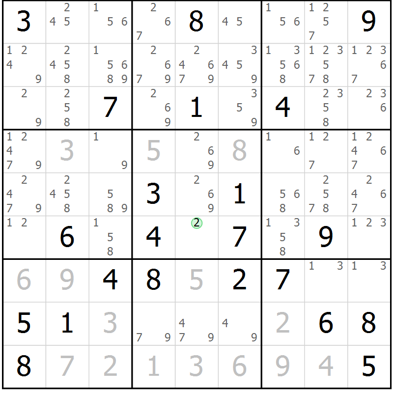 Position des candidats pour la solution de la Gr 16 page 19 du magazine de sudoku Virtuose n° 110