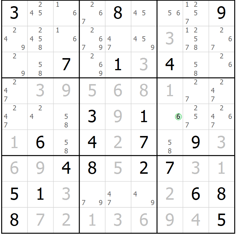Position des candidats pour la solution de la Gr 16 page 19 du magazine de sudoku Virtuose n° 110