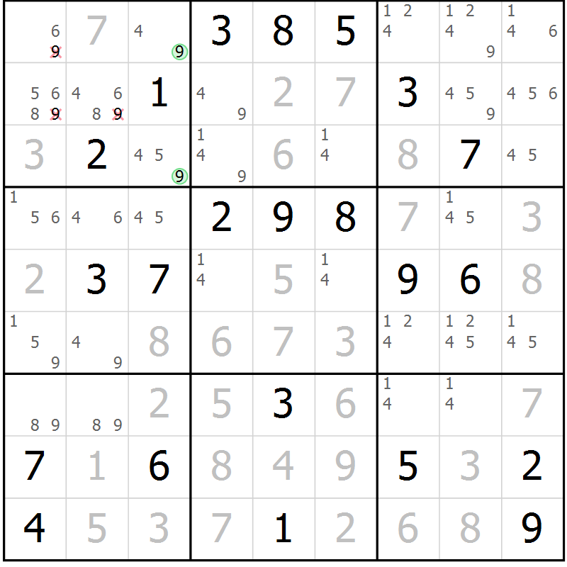 Position des candidats pour la solution de la Gr 19 page 22 du magazine de sudoku Virtuose n° 110