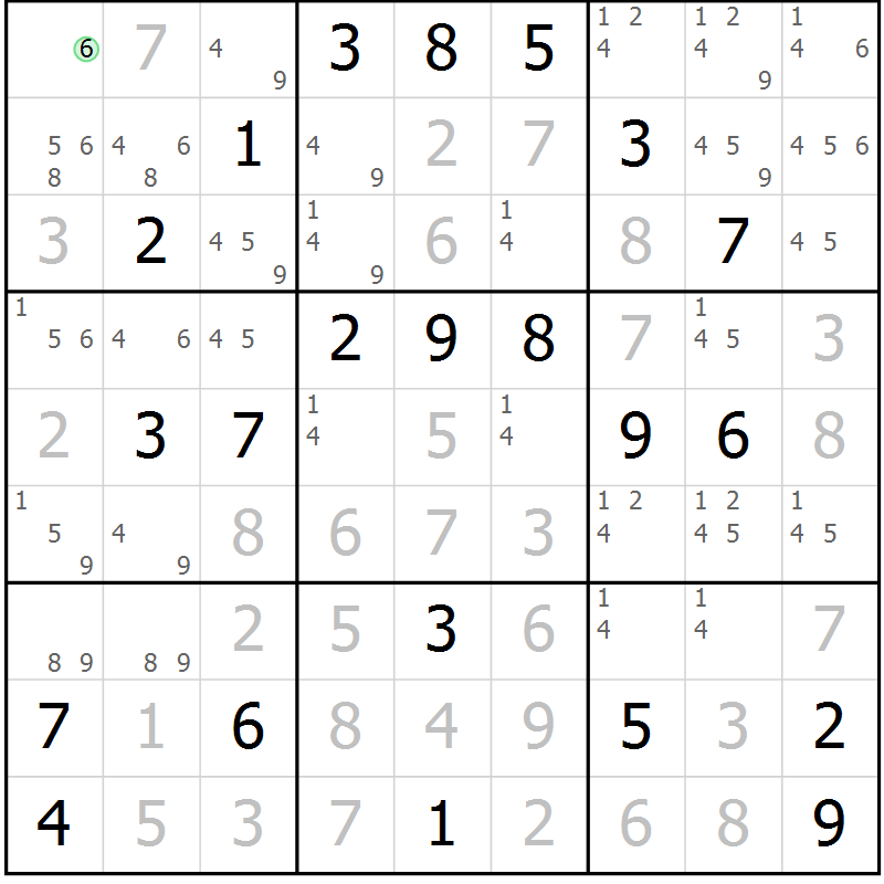 Position des candidats pour la solution de la Gr 19 page 22 du magazine de sudoku Virtuose n° 110