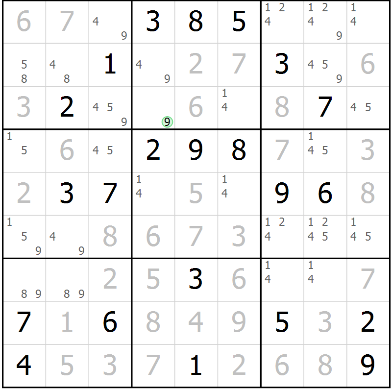 Position des candidats pour la solution de la Gr 19 page 22 du magazine de sudoku Virtuose n° 110