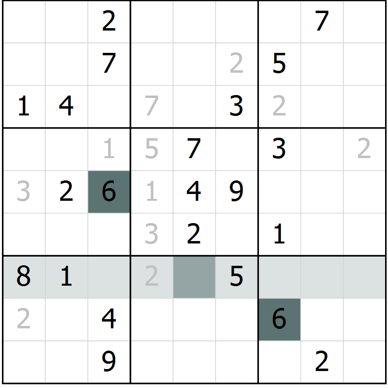 Position des candidats pour la solution de la Gr 2 page 5 du magazine de sudoku Virtuose n° 110