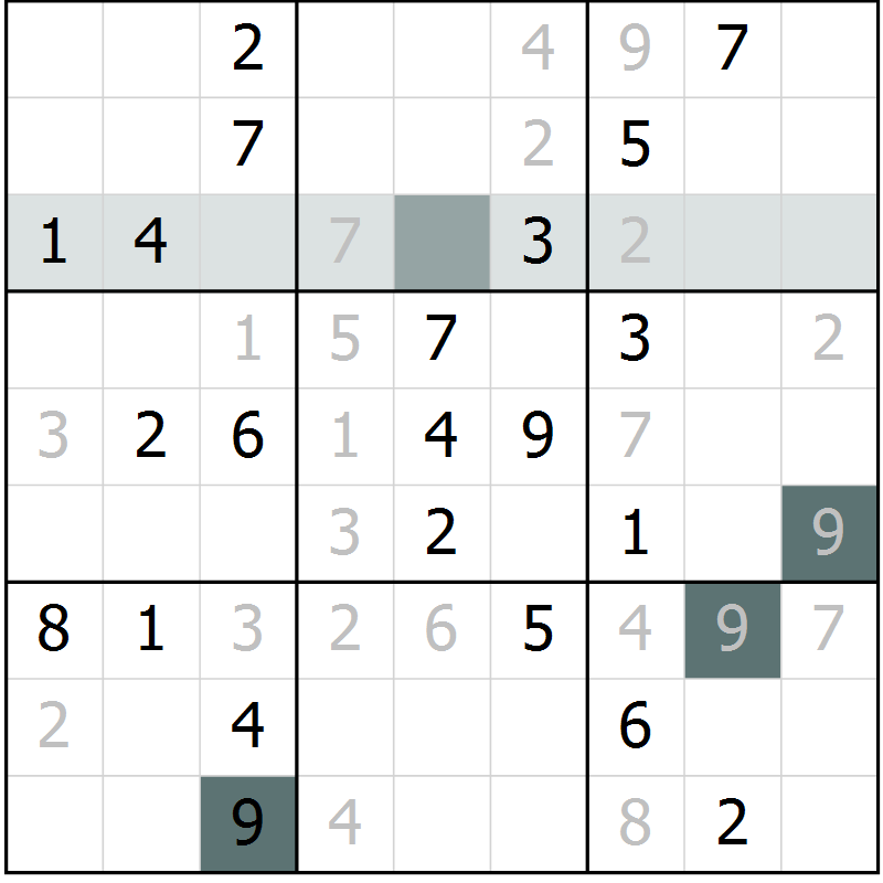 Position des candidats pour la solution de la Gr 2 page 5 du magazine de sudoku Virtuose n° 110