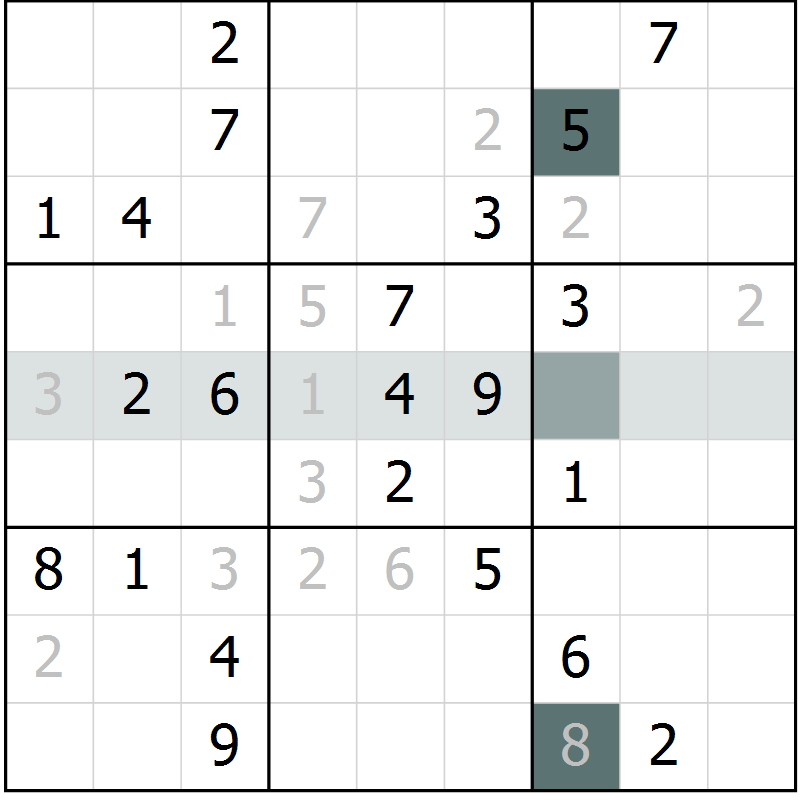 Position des candidats pour la solution de la Gr 2 page 5 du magazine de sudoku Virtuose n° 110