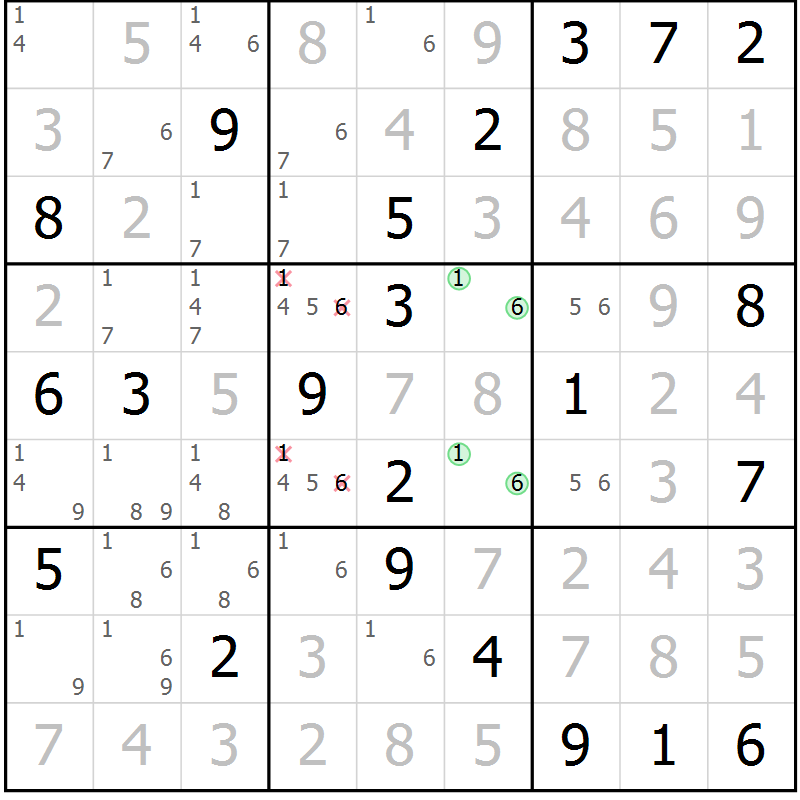 Position des candidats pour la solution de la Gr 20 page 23 du magazine de sudoku Virtuose n° 110