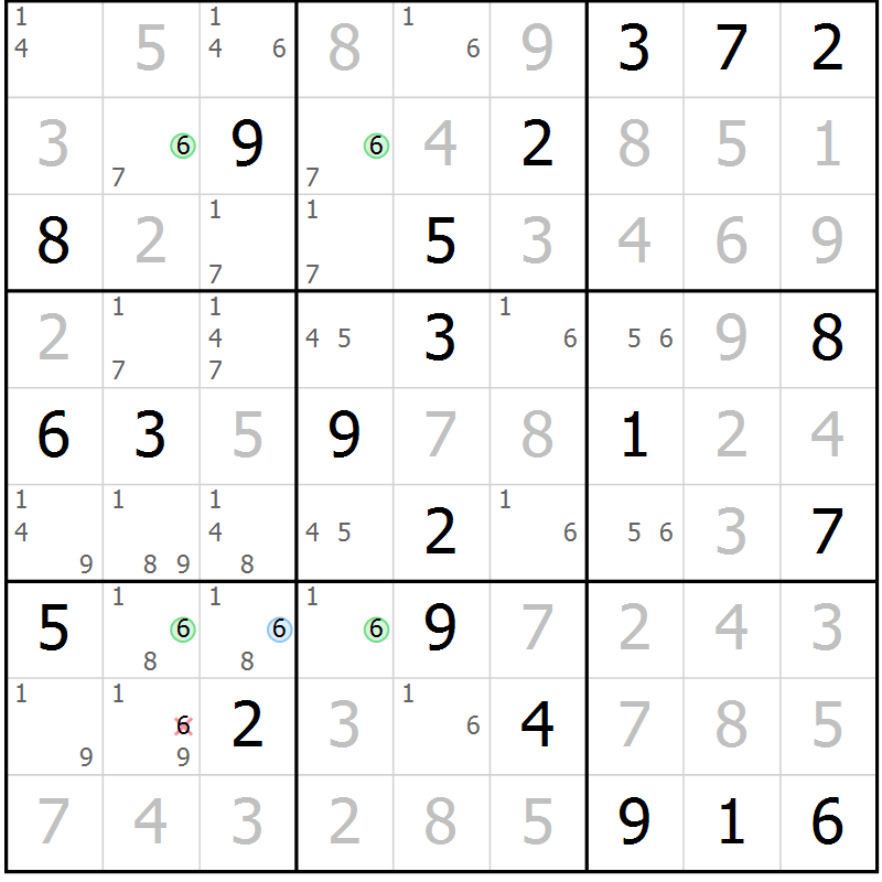 Position des candidats pour la solution de la Gr 20 page 23 du magazine de sudoku Virtuose n° 110