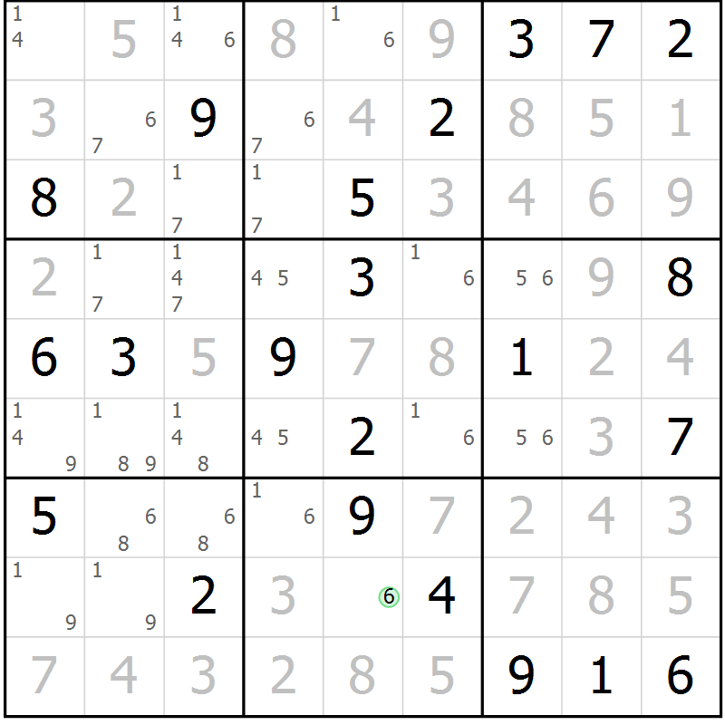Position des candidats pour la solution de la Gr 20 page 23 du magazine de sudoku Virtuose n° 110