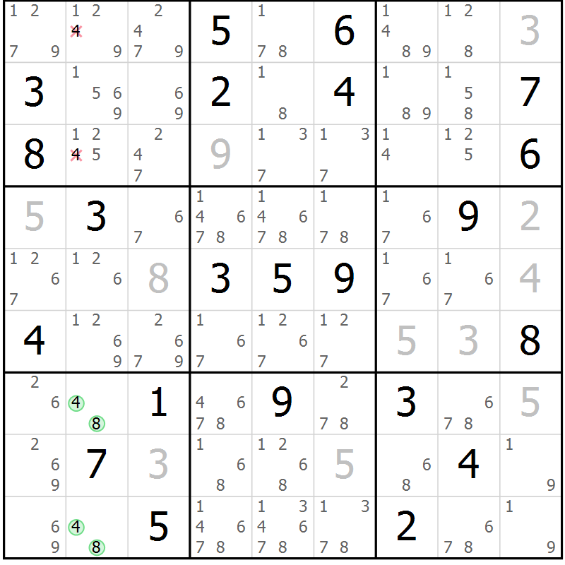 Position des candidats pour la solution de la Gr 21 page 24 du magazine de sudoku Virtuose n° 110
