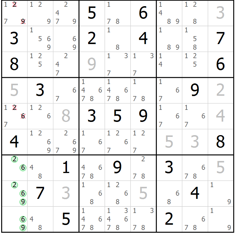 Position des candidats pour la solution de la Gr 21 page 24 du magazine de sudoku Virtuose n° 110