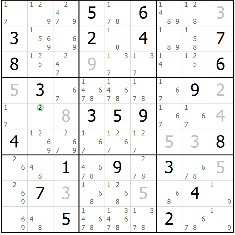 Position des candidats pour la solution de la Gr 21 page 24 du magazine de sudoku Virtuose n° 110