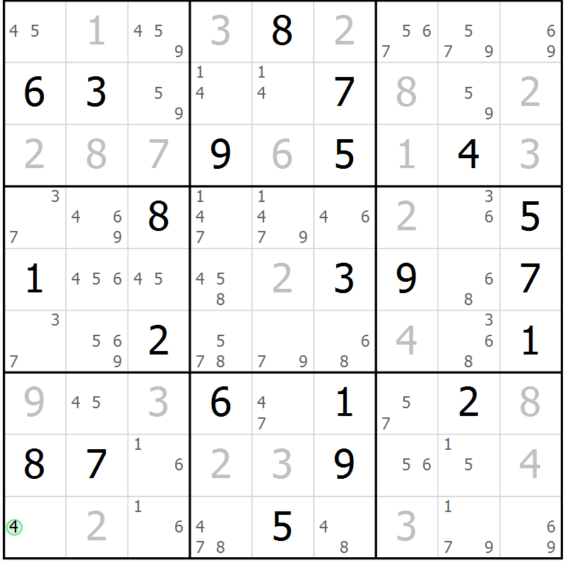 Position des candidats pour la solution de la Gr 22 page 25 du magazine de sudoku Virtuose n° 110