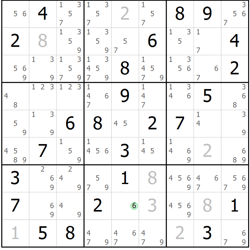 Position des candidats pour la solution de la Gr 24 page 27 du magazine de sudoku Virtuose n° 110